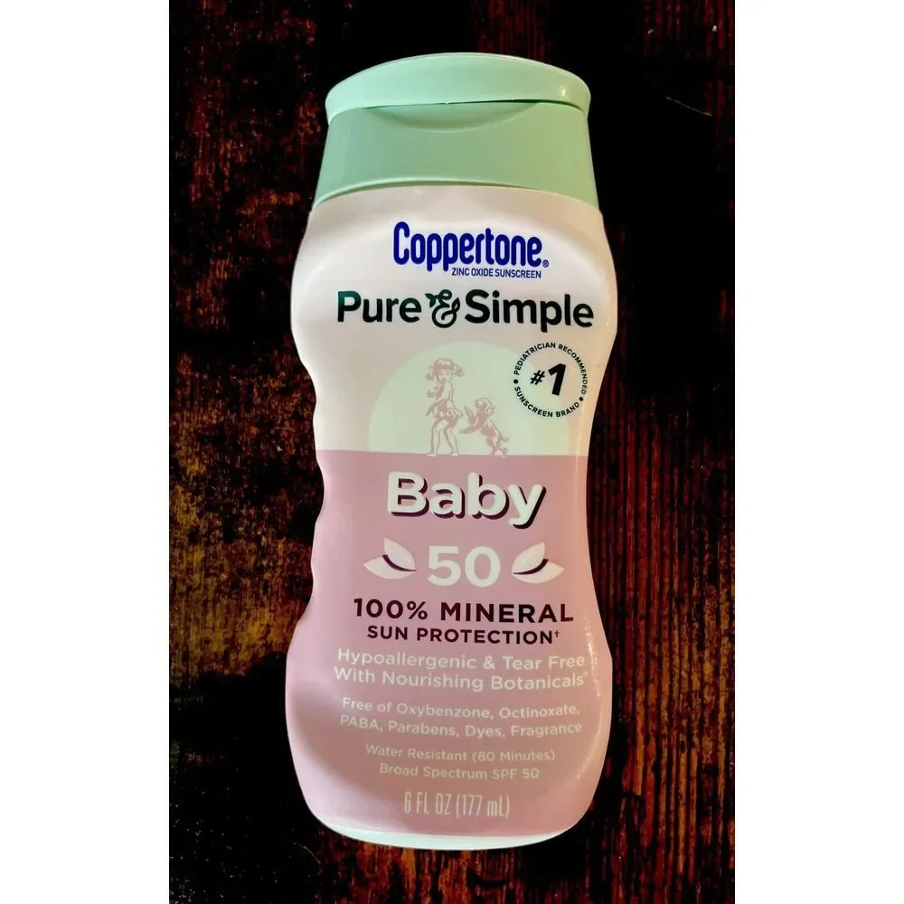 COPPERTONE Pure & Simple #1 Rated! BABY Sunscreen SPF 50 Mineral Protection 6oz